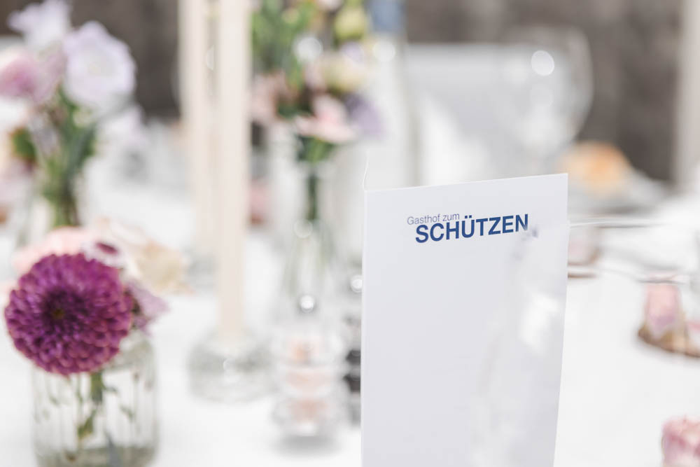 Tischdekoration Hochzeit Gasthof zum Schützen
